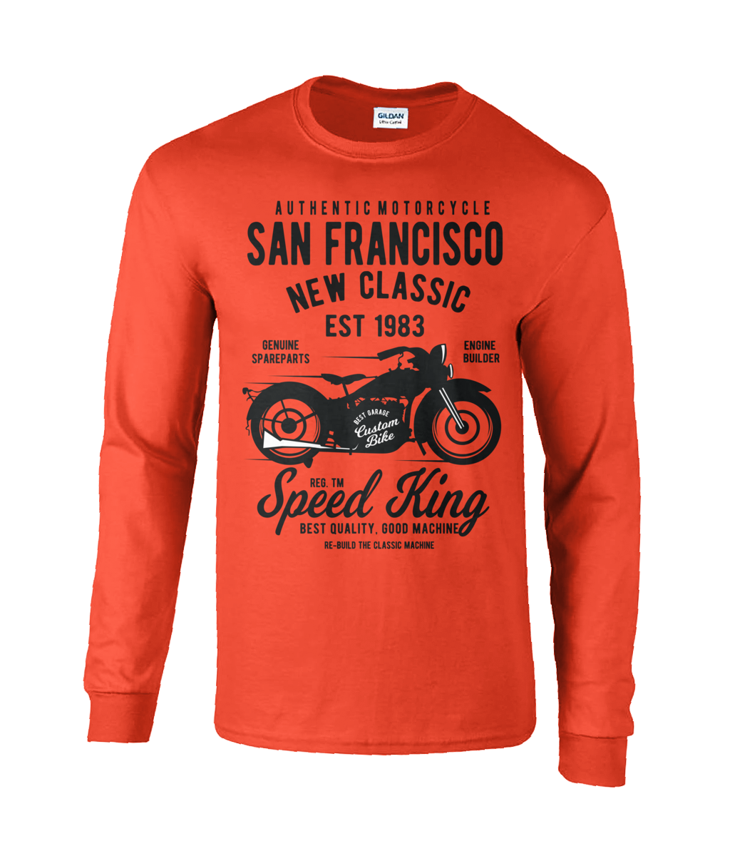 T-shirt à manches longues en coton ultra doux avec moto de San Francisco