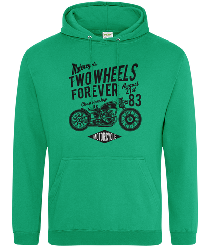 Two Wheels Forever Black - AWDis College Hoodie