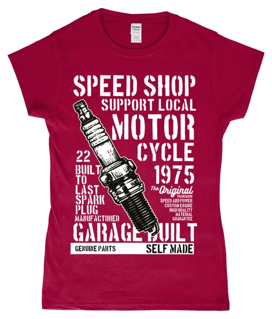 Speed ​​Shop - T-shirt ajusté en fil filé à anneaux SoftStyle pour femme