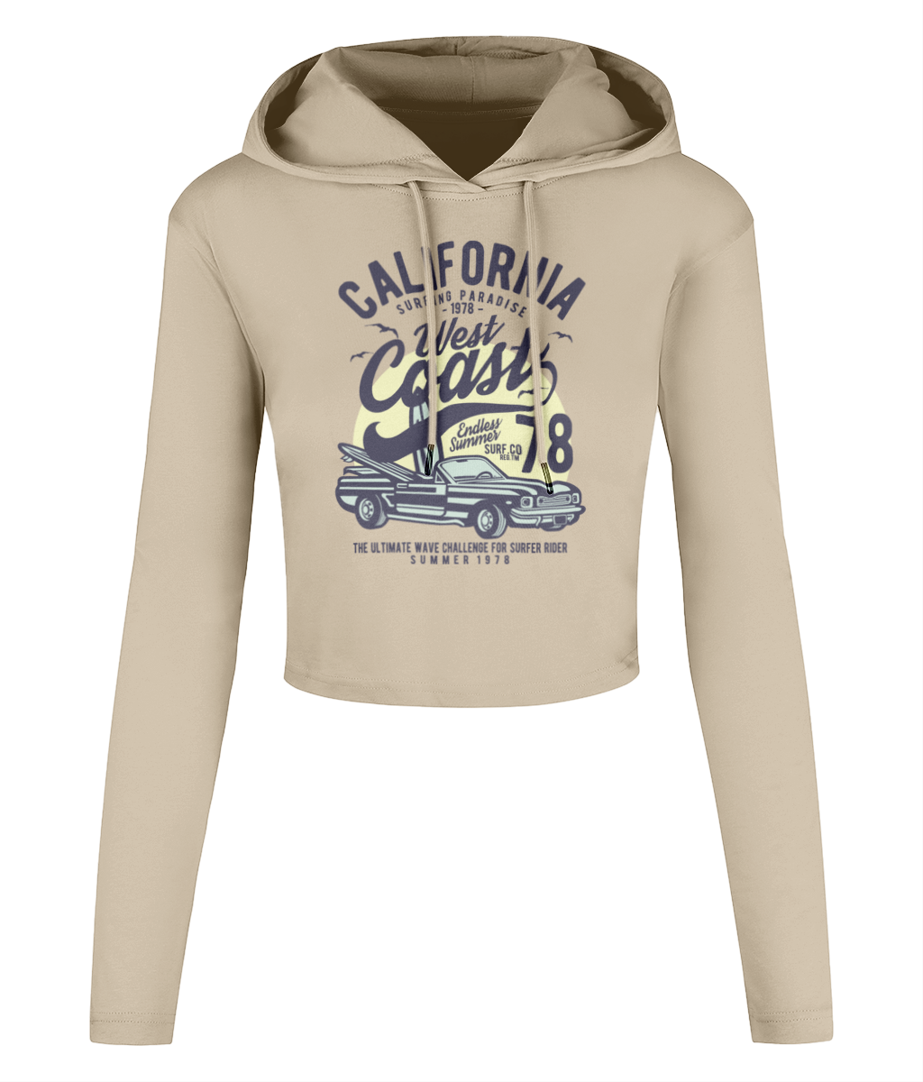 California West Coast - Kurzes T-Shirt mit Kapuze für Damen