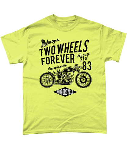 Two Wheels Forever Black – Gildan Heavy Cotton T-Shirt - Vitesse T-Shirts UK