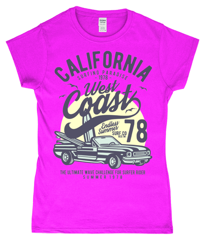 California West Coast – Gildan SoftStyle® Ladies Fitted Ringspun T-Shirt - Vitesse T-Shirts UK