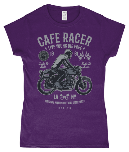 Cafe Racer v3 - Gildan SoftStyle® Ladies Fitted Ringspun T-Shirt - Vitesse T-Shirts UK