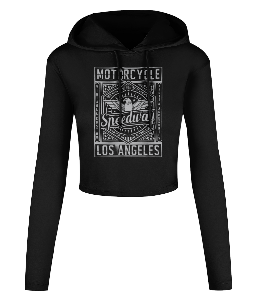 Motorcycle Speedway - Women's Cropped Hooded T-shirt