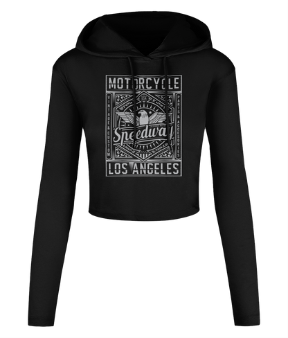 Motorcycle Speedway - Women's Cropped Hooded T-shirt