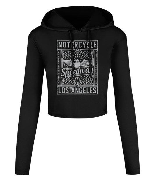 Motorcycle Speedway - Women's Cropped Hooded T-shirt