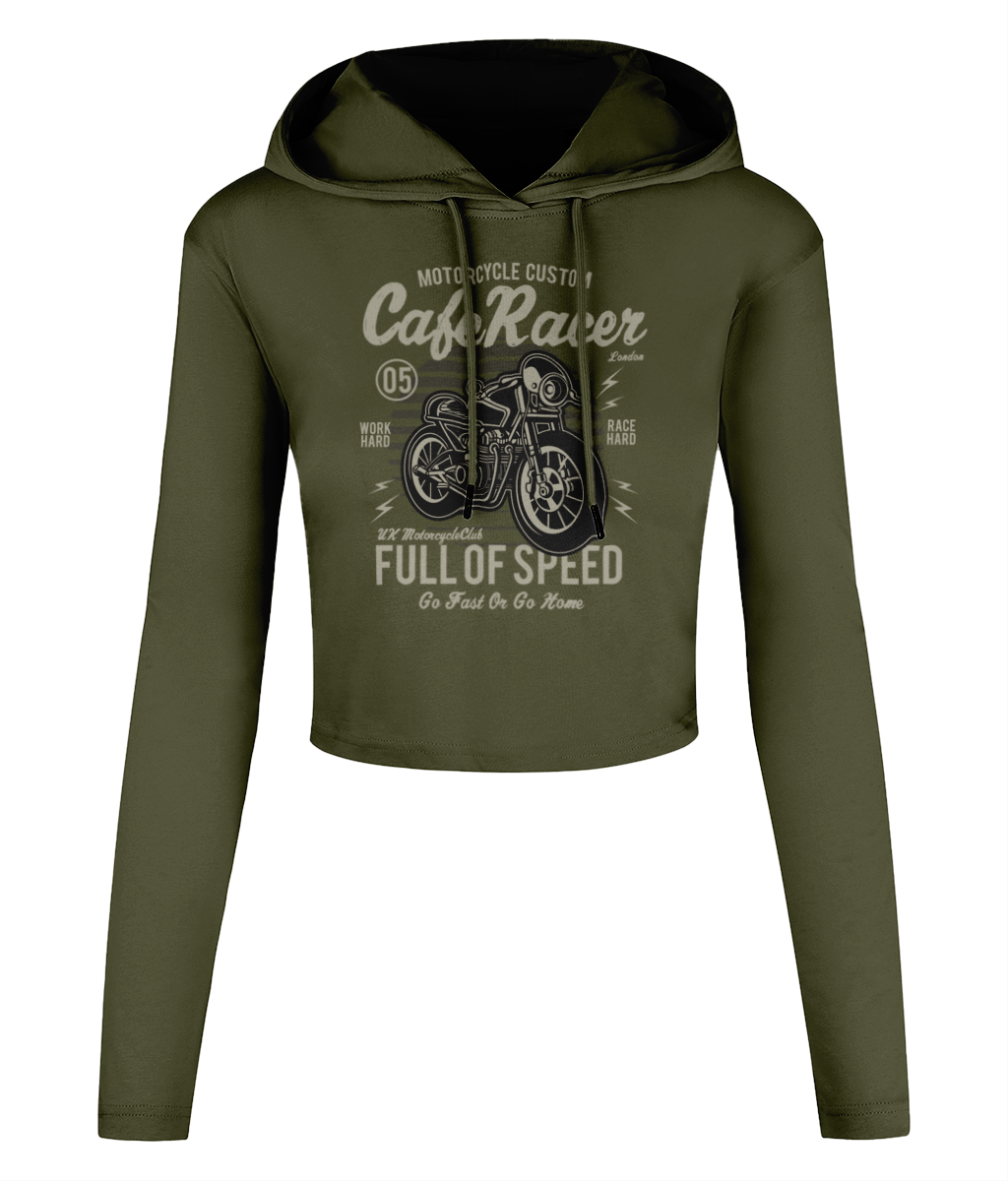 Cafe Racer v1 - Women's Cropped Hooded T-shirt