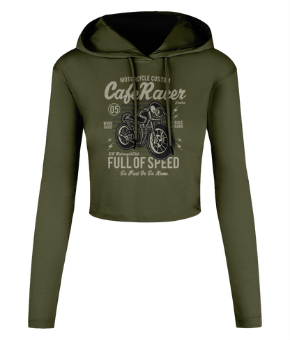 Cafe Racer v1 - Women's Cropped Hooded T-shirt