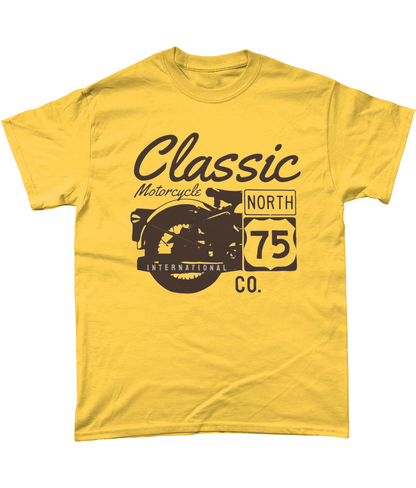 Classic Motorcycle 75 Schwarz - Schweres Baumwoll-T-Shirt