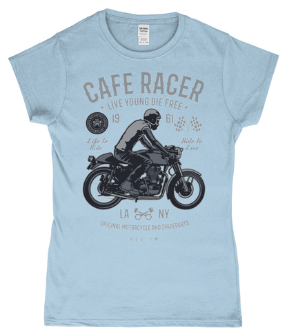 Cafe Racer v3 - Gildan SoftStyle® Ladies Fitted Ringspun T-Shirt - Vitesse T-Shirts UK