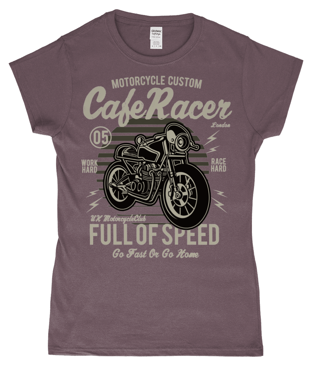 Cafe Racer v1 – Gildan SoftStyle® Ladies Fitted Ringspun T-Shirt - Vitesse T-Shirts UK