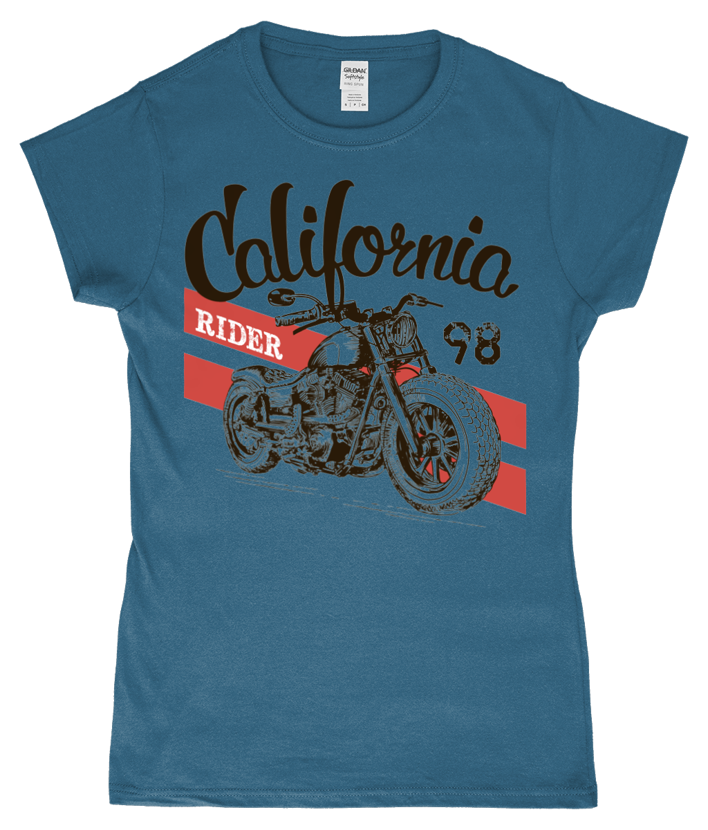 California Rider - Gildan SoftStyle® Ladies Fitted Ringspun T-Shirt - Vitesse T-Shirts UK