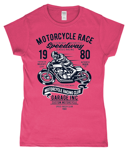 Motorcycle Race - SoftStyle Ladies Fitted Ringspun T-Shirt