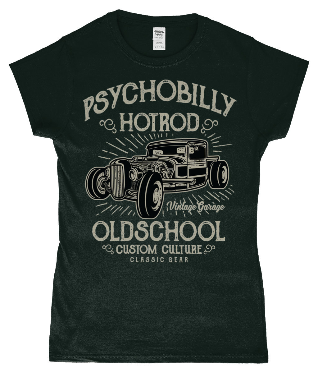 Psychobilly Hotrod – Gildan SoftStyle® Ladies Fitted Ringspun T-Shirt - Vitesse T-Shirts UK