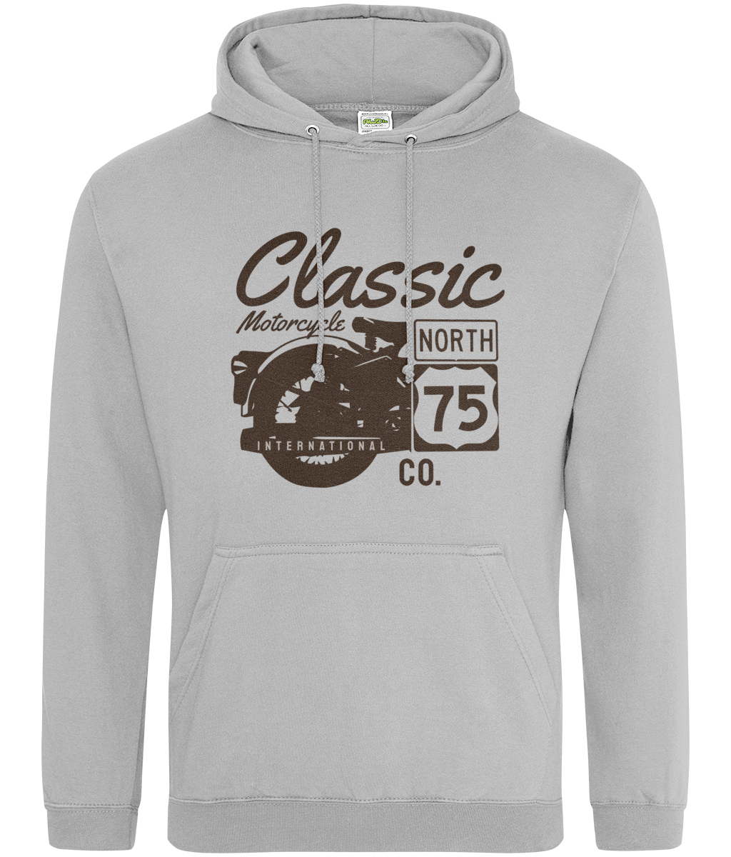 Classic Motorcycle 75 Black - AWDis College Hoodie