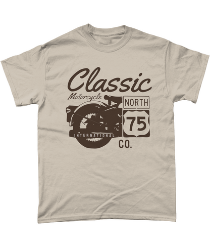 Classic Motorcycle 75 Black - Heavy Cotton T-Shirt