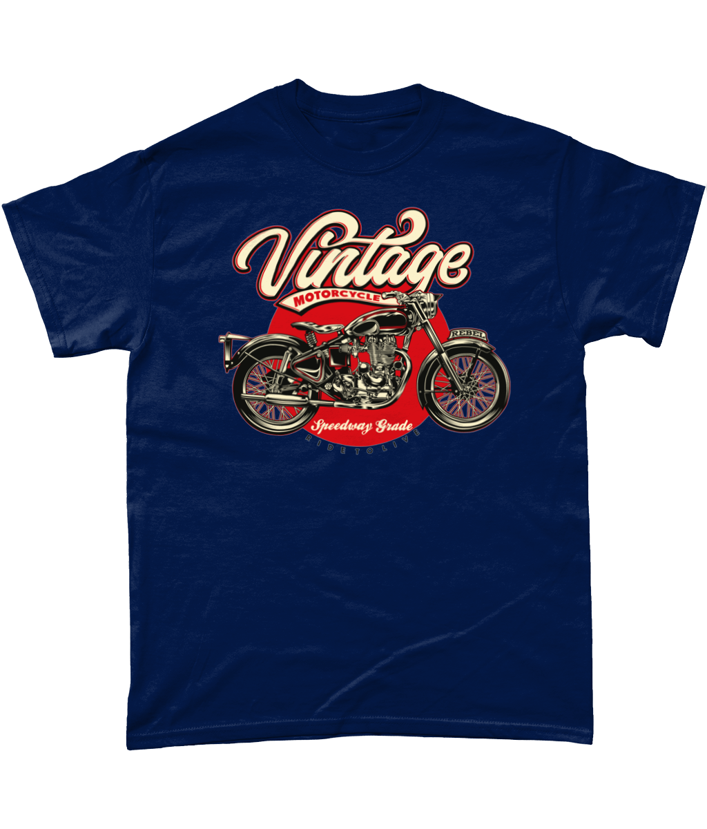 Vintage Motorcycle - Heavy Cotton T-Shirt