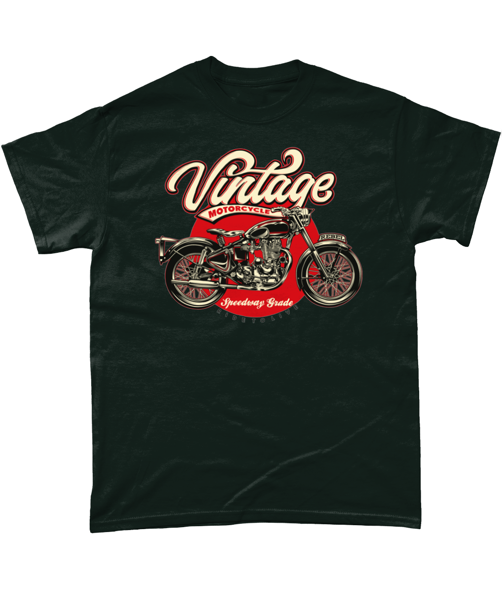 Vintage Motorcycle - Heavy Cotton T-Shirt