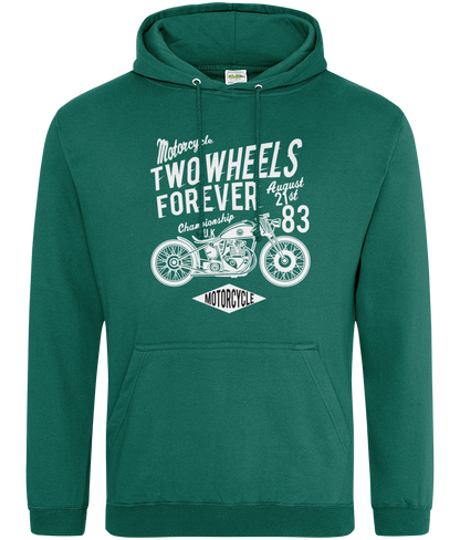 Two Wheels Forever White - AWDis College Hoodie