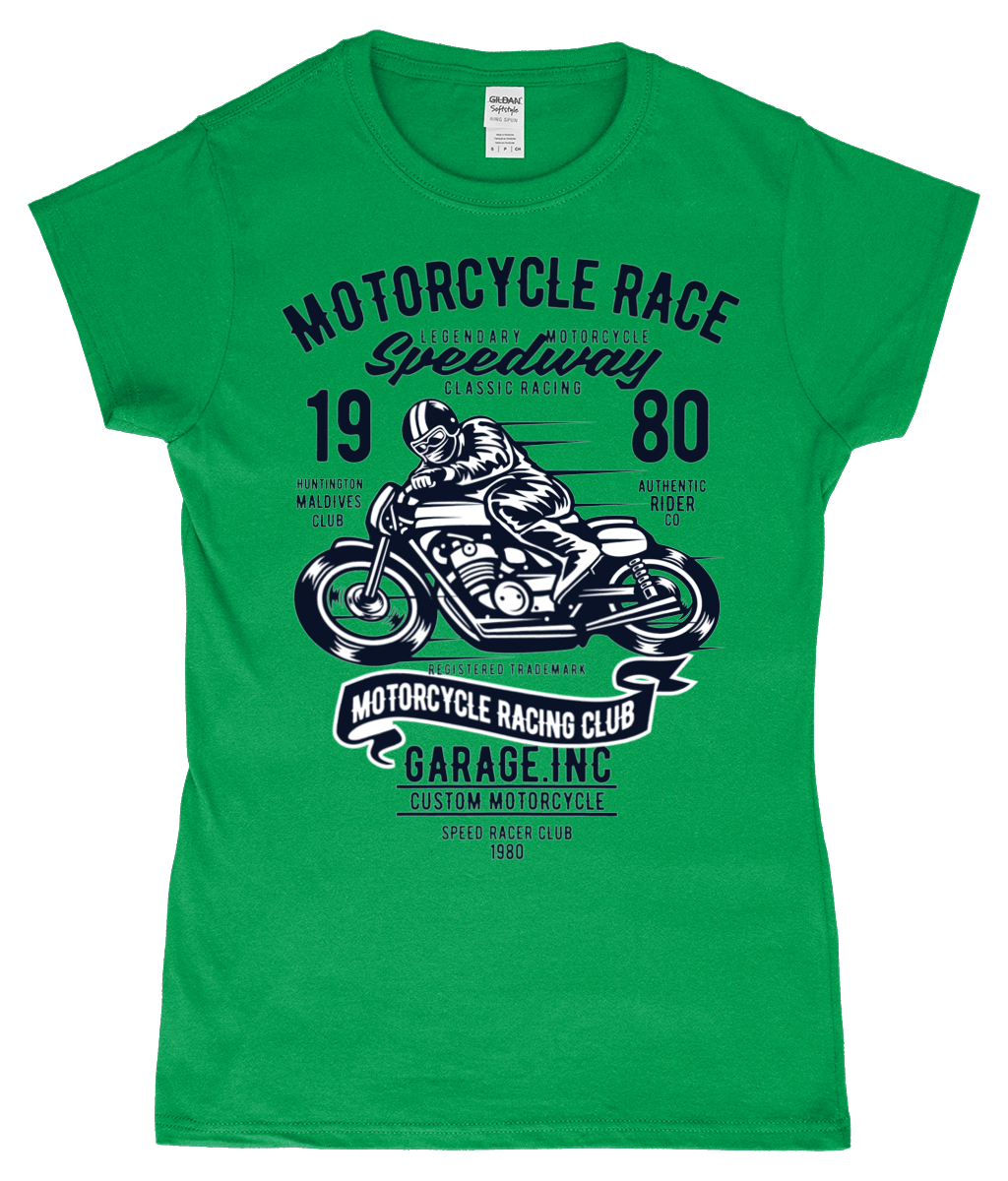 Motorcycle Race - SoftStyle Ladies Fitted Ringspun T-Shirt