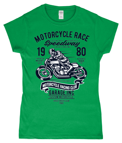 Motorcycle Race - SoftStyle Ladies Fitted Ringspun T-Shirt