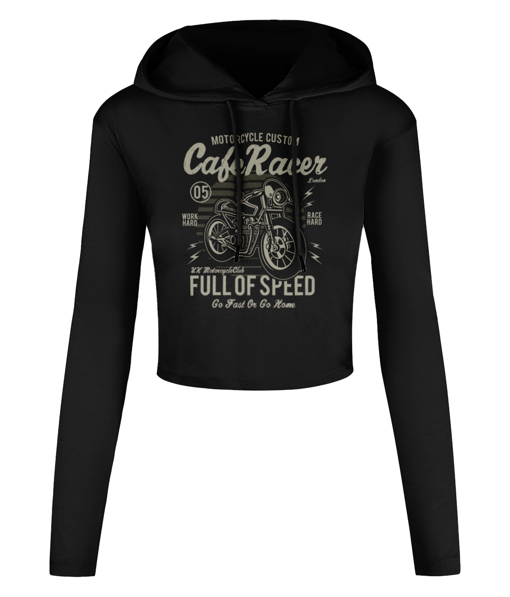 Cafe Racer v1 - Women's Cropped Hooded T-shirt - Vitesse T-Shirts UK