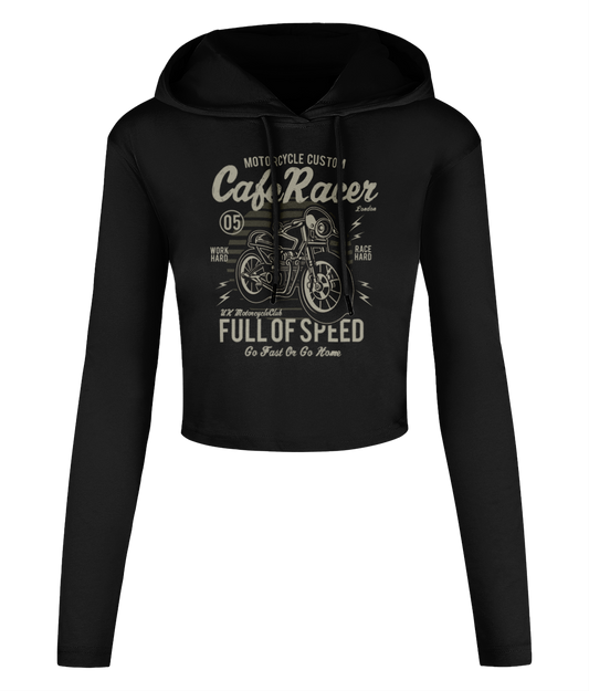 Cafe Racer v1 - Women's Cropped Hooded T-shirt