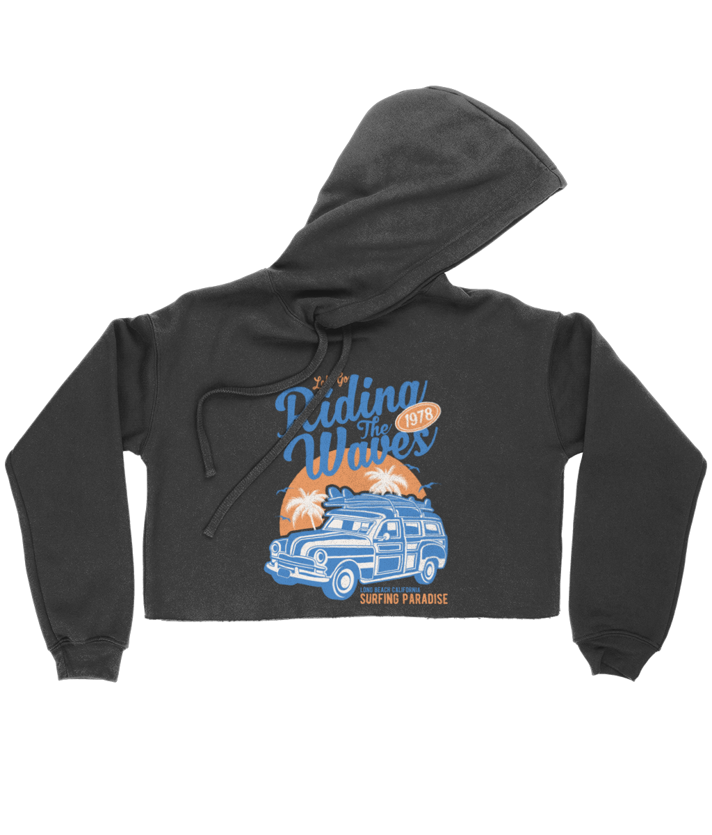 Riding The Waves - Bella Ladies Cropped Hoodie - Vitesse T-Shirts UK