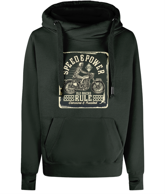 Old Bikers Rule - AWDis Cross Neck Hoodie