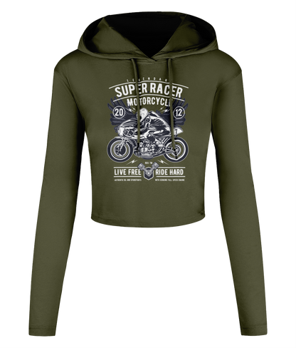 Super Racer - Women's Cropped Hooded T-shirt