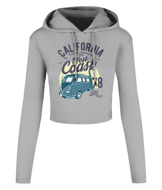 California West Coast v2 - Women's Cropped Hooded T-shirt