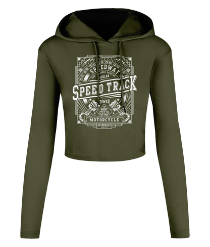 Speed Track - Women's Cropped Hooded T-shirt