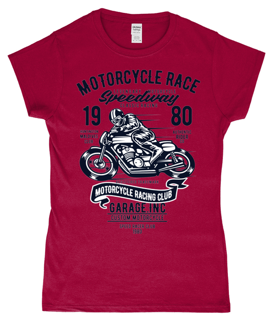 Course de moto - T-shirt ajusté en fil filé à anneaux pour femme SoftStyle