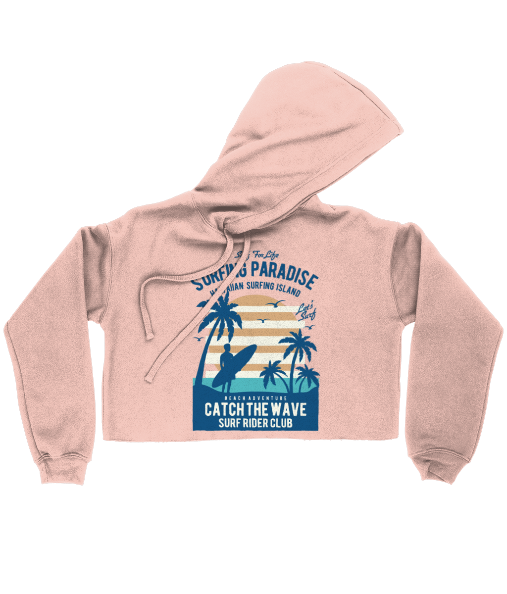 Surfing Paradise - Bella Ladies Cropped Hoodie - Vitesse T-Shirts UK