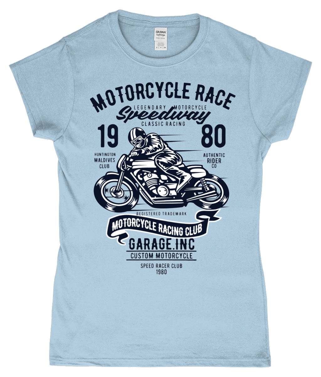 Motorcycle Race - SoftStyle Ladies Fitted Ringspun T-Shirt