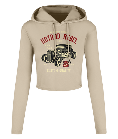 Hotrod Rebel - Women's Cropped Hooded T-shirt