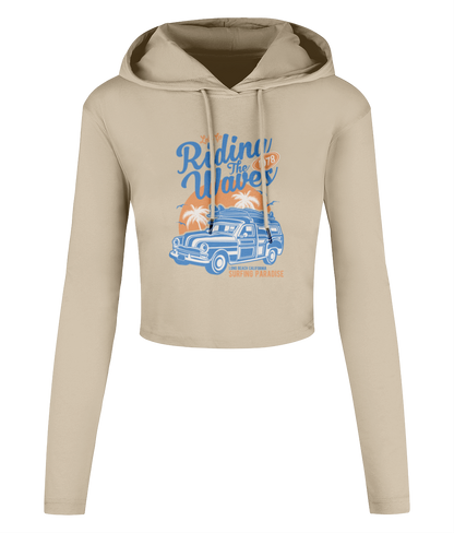 Riding The Waves - Women's Cropped Hooded T-shirt