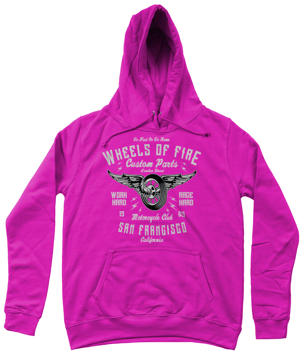 Wheels Of Fire – AWDis Girlie College Hoodie - Vitesse T-Shirts UK