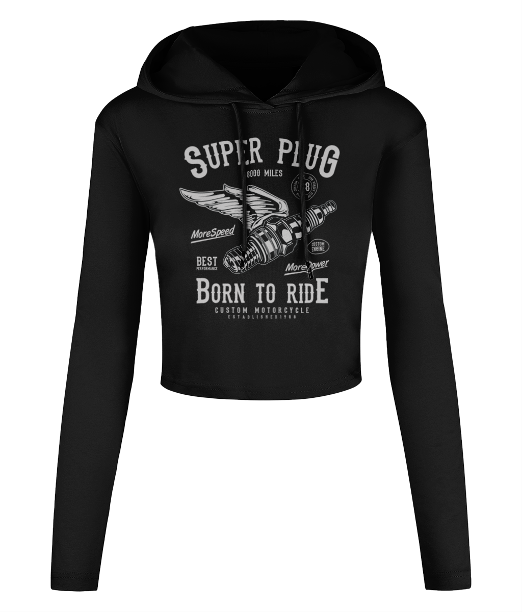 Super Plug - Women's Cropped Hooded T-shirt