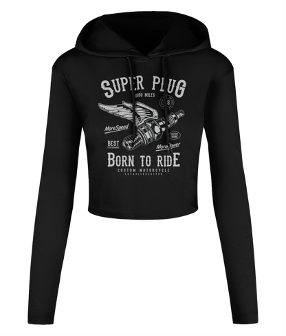 Super Plug - Women's Cropped Hooded T-shirt