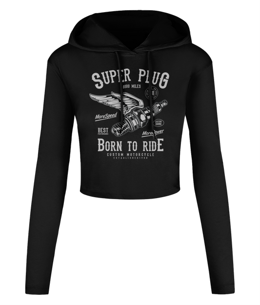 Super Plug - Women's Cropped Hooded T-shirt