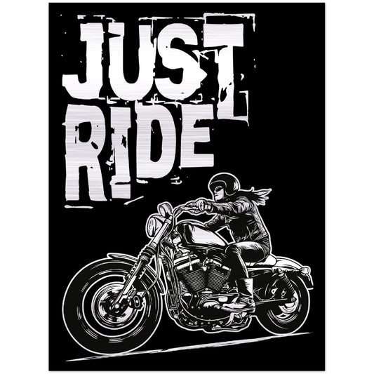 Just Ride - Brushed Aluminum Print - Vitesse T-Shirts UK