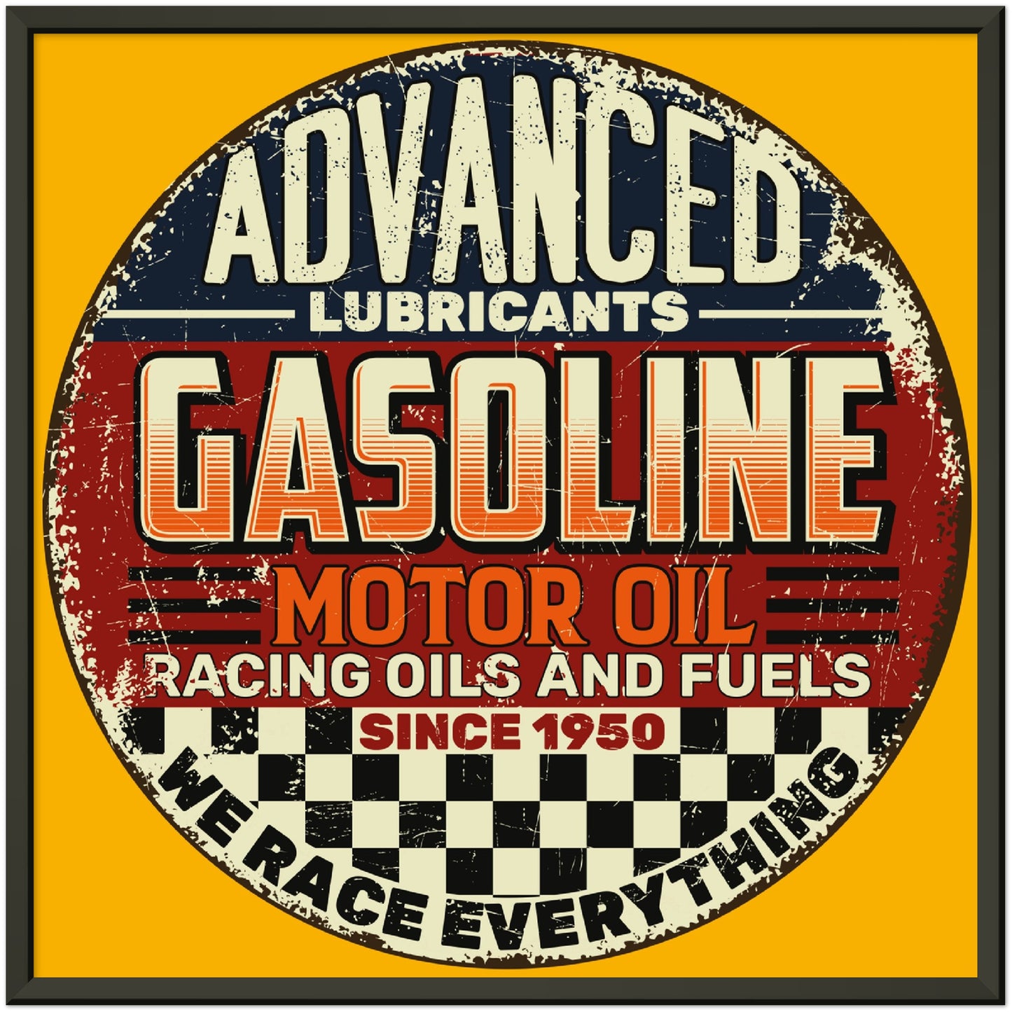 Vintage Gasoline Motor Oil Sign - Premium Semi-Glossy Paper Metal Framed Poster