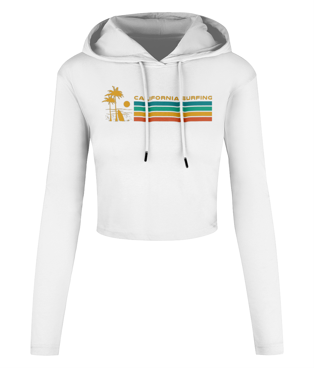 California Surfing - Women's Cropped Hooded T-shirt